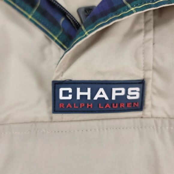 Chaps Ralph Lauren Jacket Mens XL Tan Packable Hood Vintage 90s Classic Logo - Picture 11 of 16